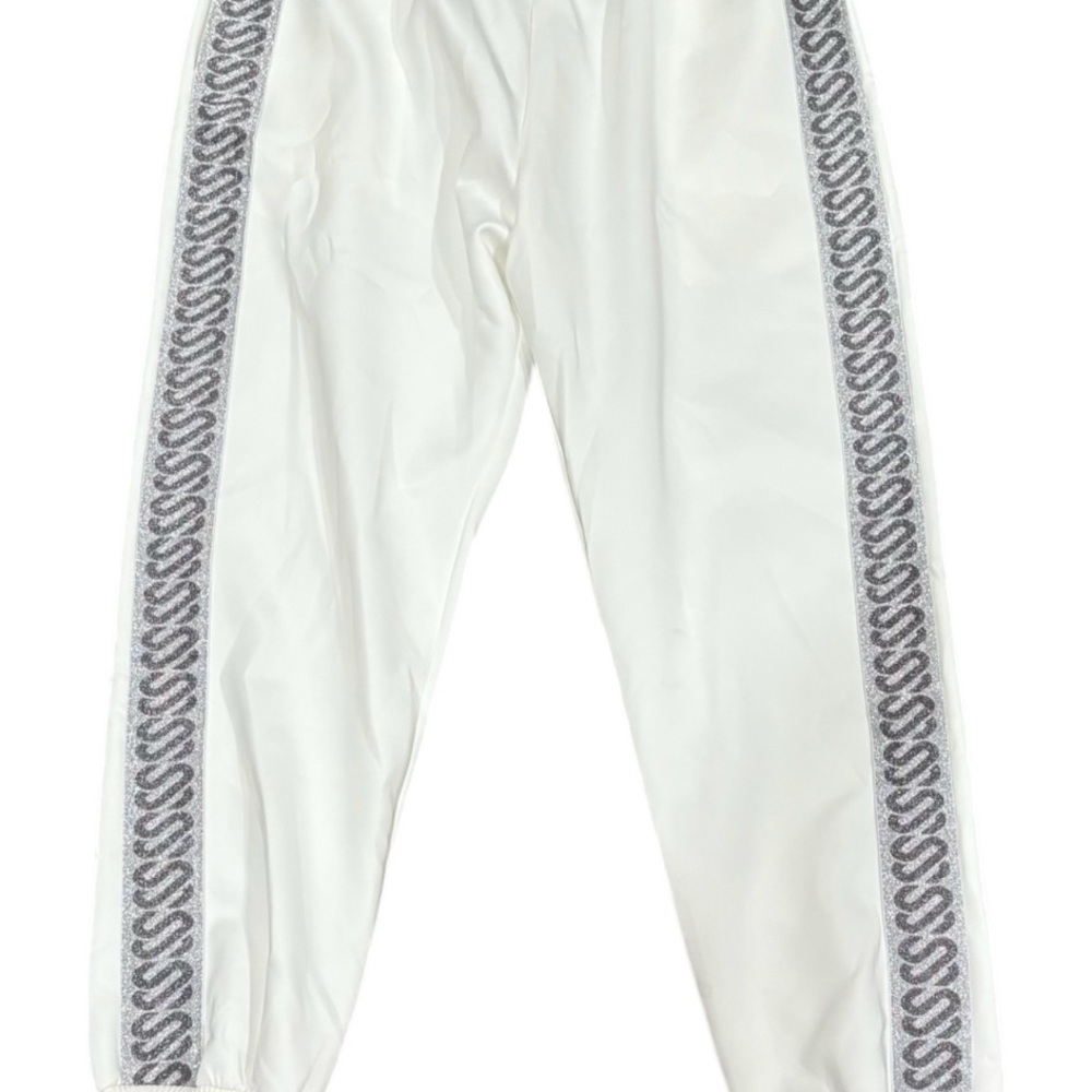 Gray and White Sweatpants with Elastic Cuffs